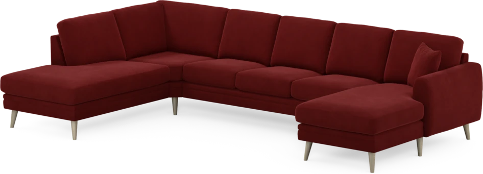 Eden - 3-sits soffa med divan vänster och schäslong höger - Röd