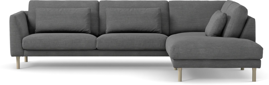 Willow - 3-sits soffa med divan höger, fast klädsel - Grå