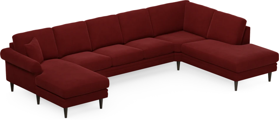 Eden - 3-sits soffa med schäslong vänster och divan höger - Röd