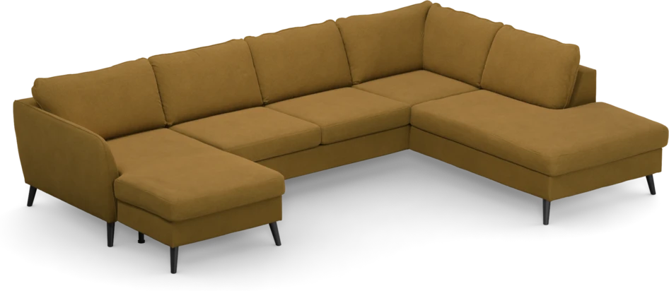 County - 3-sits soffa med schäslong vänster och divan höger - Gul