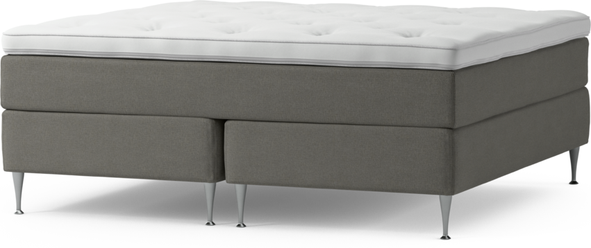 Delux Exclusive - Kontinentalsäng, dubbelsäng med bäddmadrass och sängben - Grå