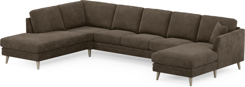 Eden - 3-sits soffa med divan vänster och schäslong höger - Brun