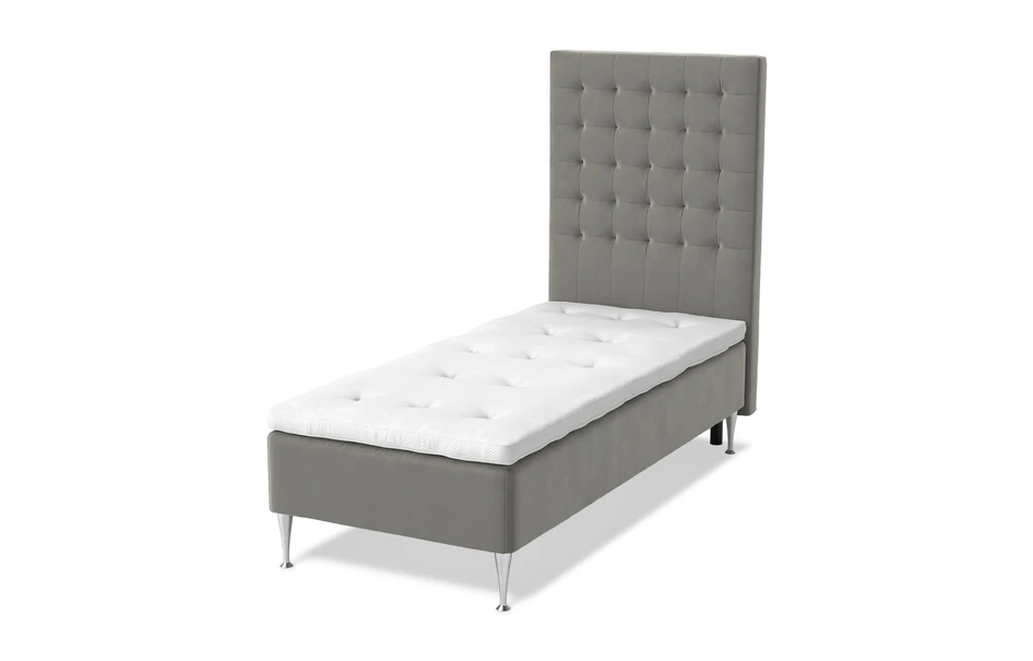 Sense Delux - Ramsäng, enkelsäng med bäddmadrass Sleep Delux vit - Grå