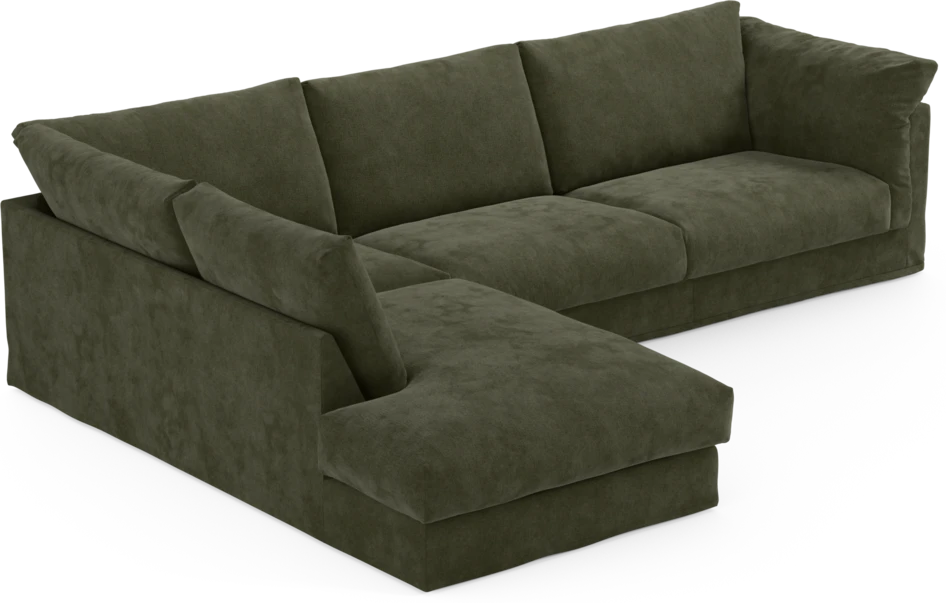 Cherrie - 3-sits soffa med divan vänster, med kappa - Grön