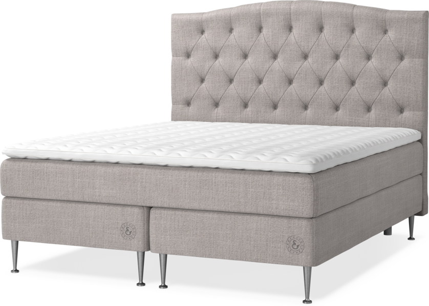 Asperö Comfort - Kontinentalsäng, 180 cm dubbelsäng med bäddmadrass och sänggavel välvd - Grå