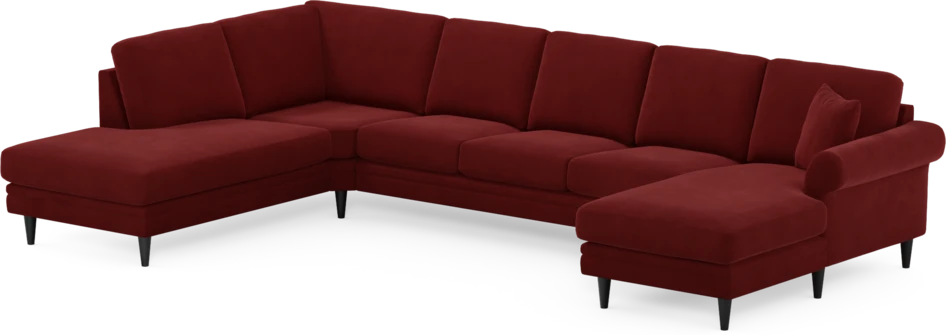 Eden - 3-sits soffa med divan vänster och schäslong höger - Röd