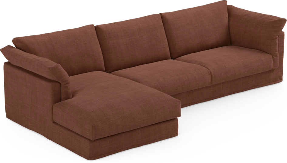 Cherrie - 3-sits soffa med schäslong vänster, med kappa - Orange