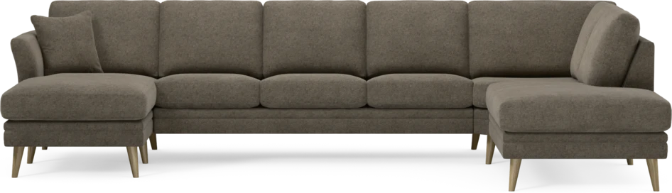 Eden - 3-sits soffa med schäslong vänster och divan höger - Brun