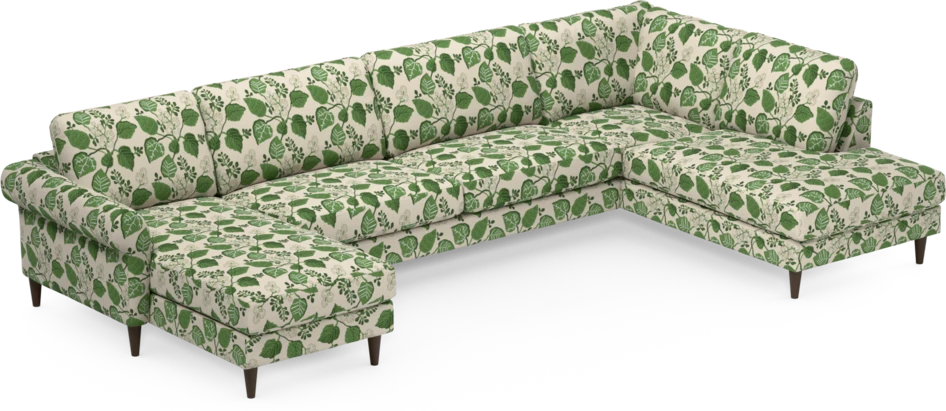 Bridge - 3-sits soffa med schäslong vänster och divan höger - Grön