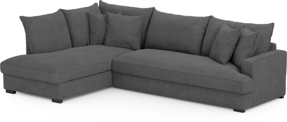 Mila - 3-sits soffa med divan vänster, hel dyna - Grå