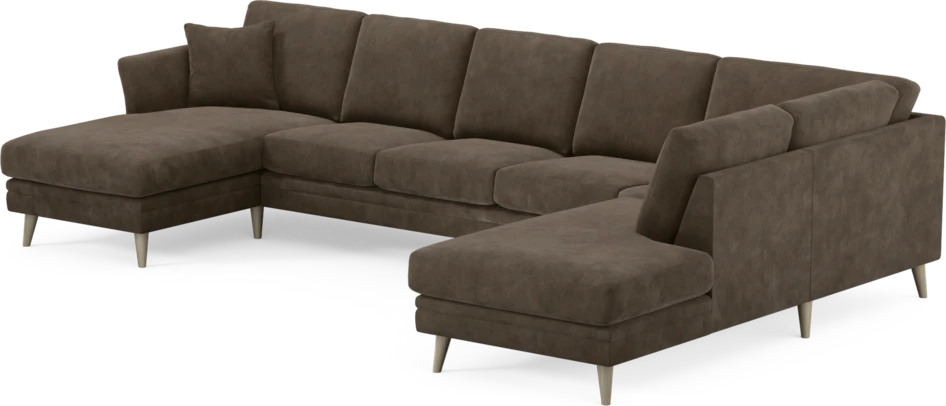 Eden - 3-sits soffa med schäslong vänster och divan höger - Brun