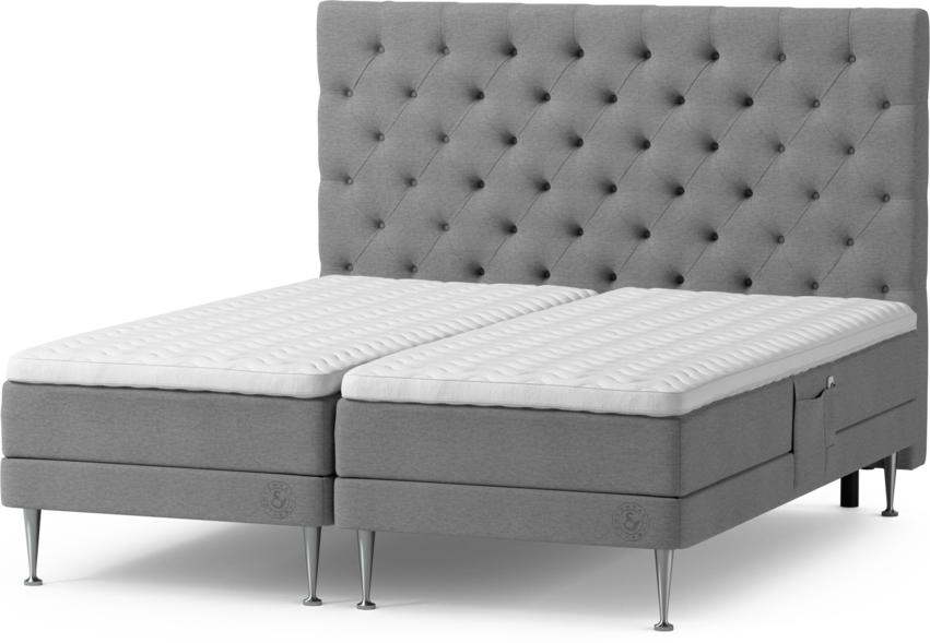 Särö Comfort - Ställbar säng, dubbelsäng med bäddmadrass och Pikerad XL sänggavel