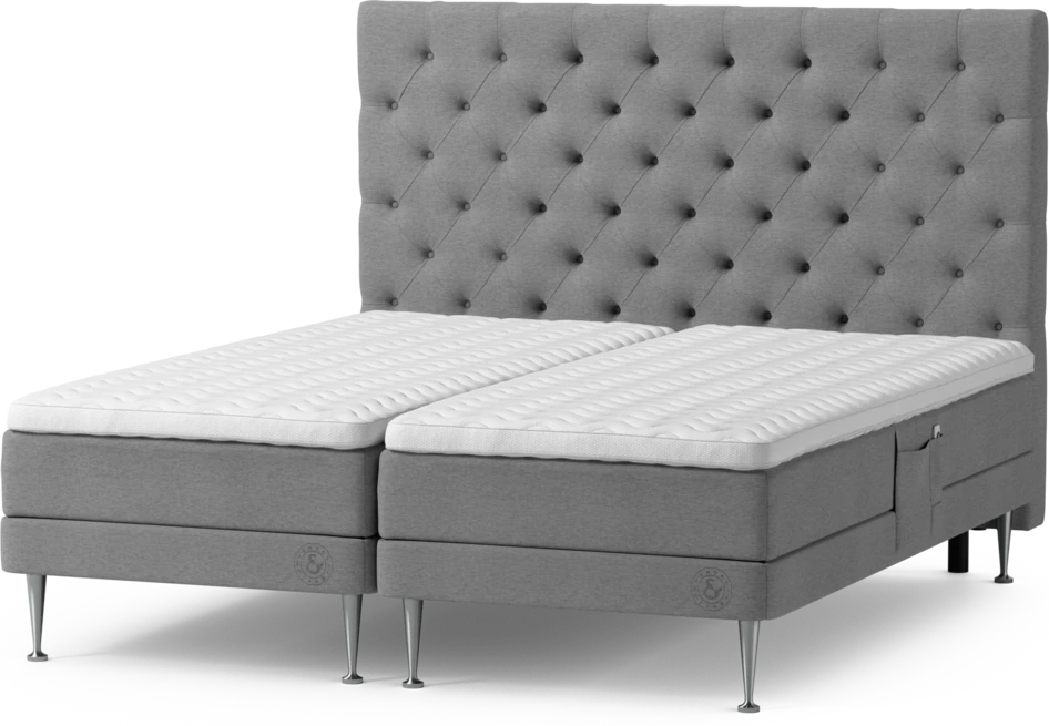 Särö Comfort - Ställbar säng, dubbelsäng med bäddmadrass, sängben och Pikerad XL sänggavel