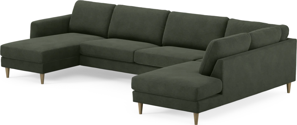 Bridge - 3-sits soffa med schäslong vänster och divan höger - Grön
