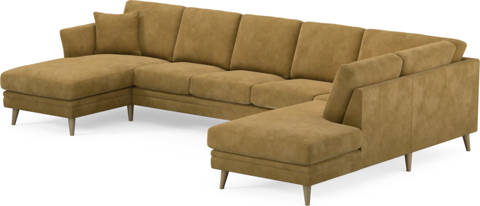 Eden - 3-sits soffa med schäslong vänster och divan höger - Gul