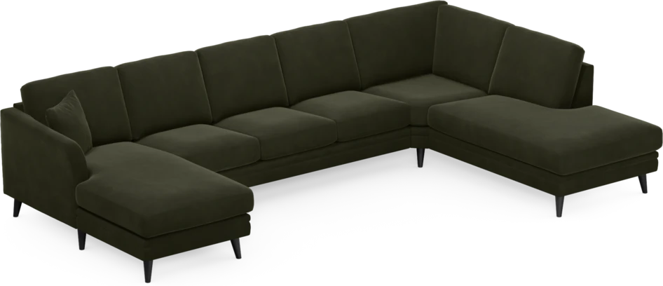 Eden - 3-sits soffa med schäslong vänster och divan höger - Grön