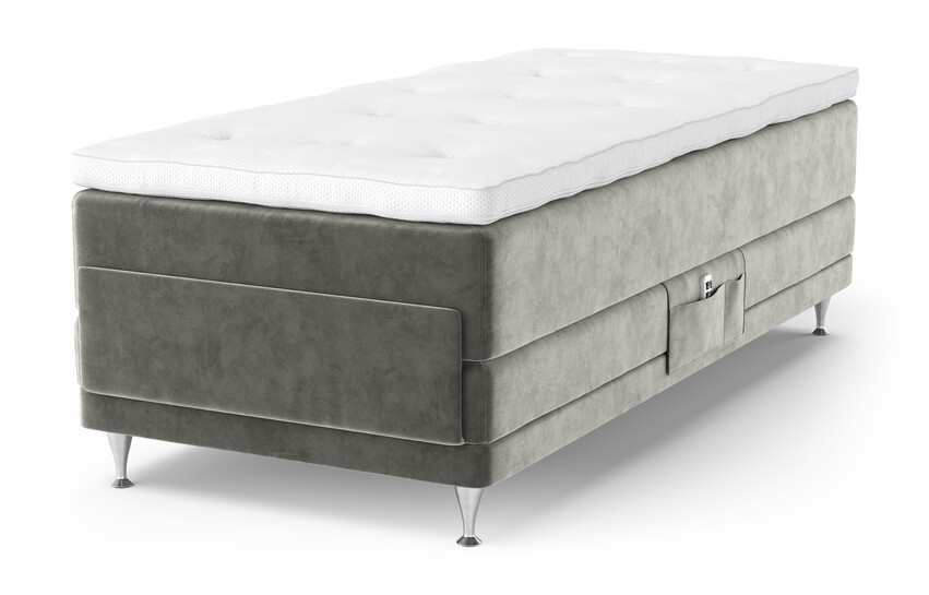 Dream Delux - Ställbar säng, enkelsäng med bäddmadrass Sleep Delux vit - Grå