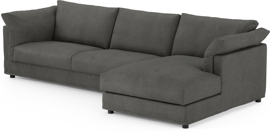 Cherrie - 3-sits soffa med schäslong höger, med kappa - Grå