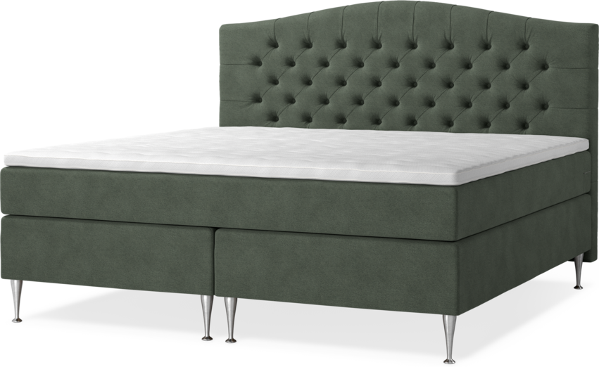New York - Kontinentalsäng, dubbelsäng med bäddmadrass, sängben och sänggavel välvd - Grön