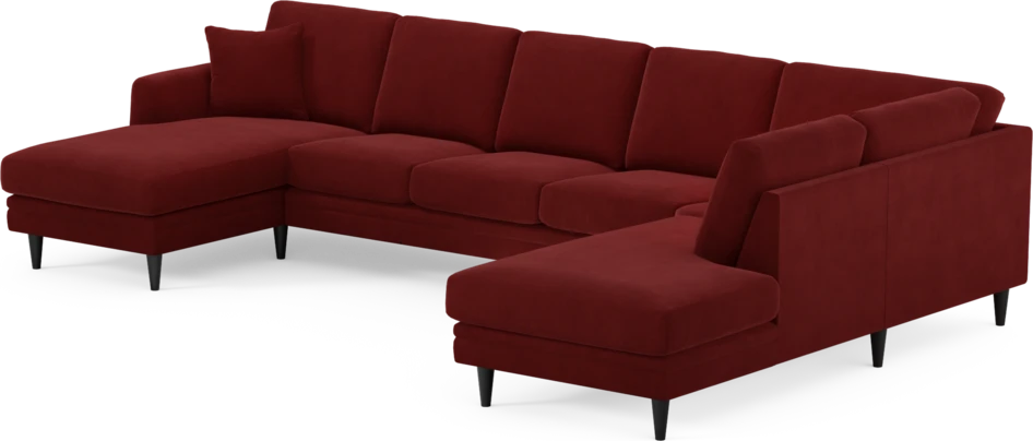 Eden - 3-sits soffa med schäslong vänster och divan höger - Röd