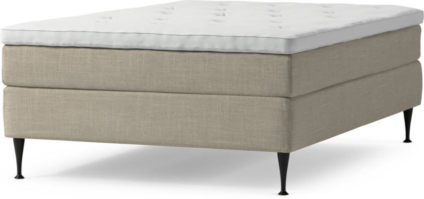 Delux Sense - Kontinentalsäng, enkelsäng 140 cm med bäddmadrass och sängben - Beige