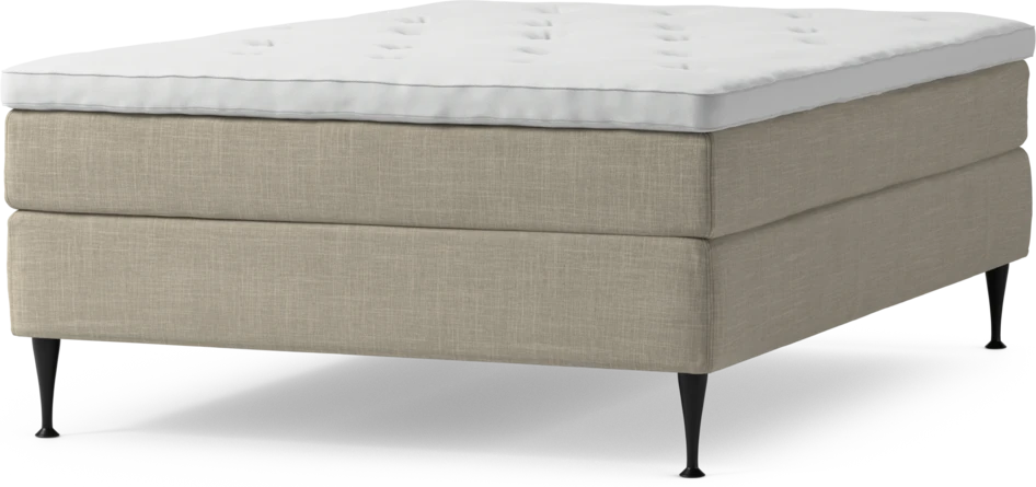Delux Sense - Kontinentalsäng, enkelsäng 140 cm med bäddmadrass och sängben - Beige