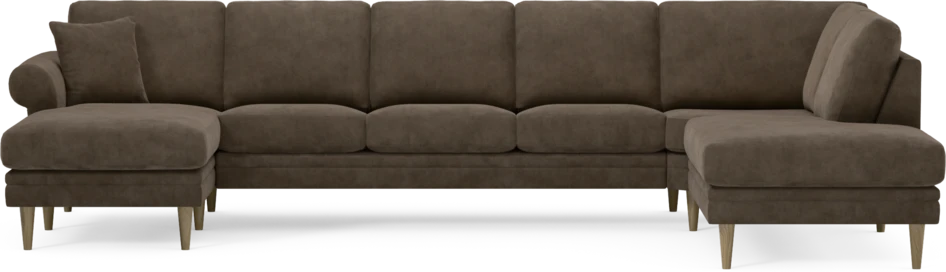 Eden - 3-sits soffa med schäslong vänster och divan höger - Brun