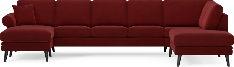 Eden - 3-sits soffa med schäslong vänster och divan höger - Röd