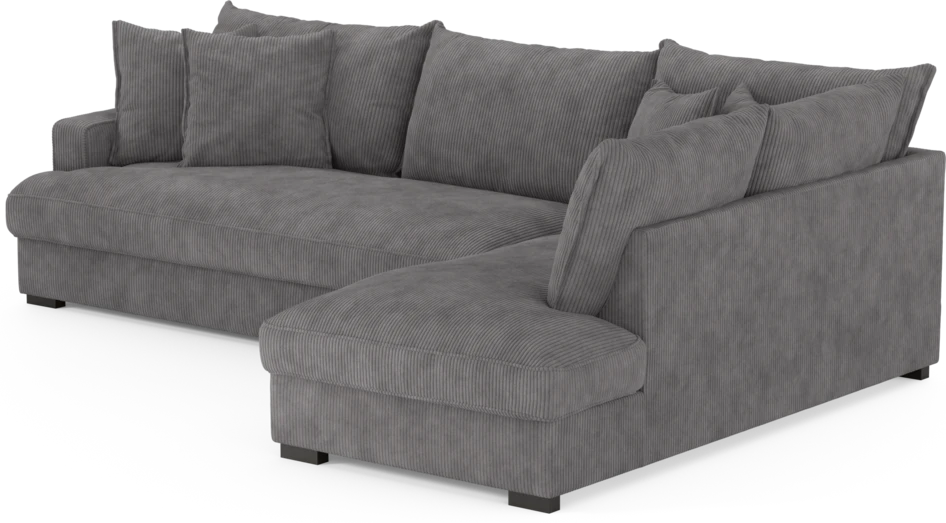 Mila - 3-sits soffa med divan höger, hel dyna - Grå