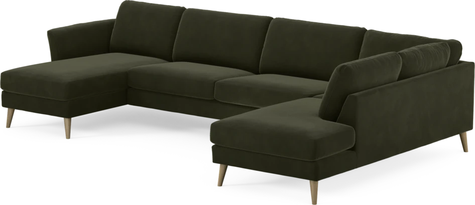 Bridge - 3-sits soffa med schäslong vänster och divan höger - Grön