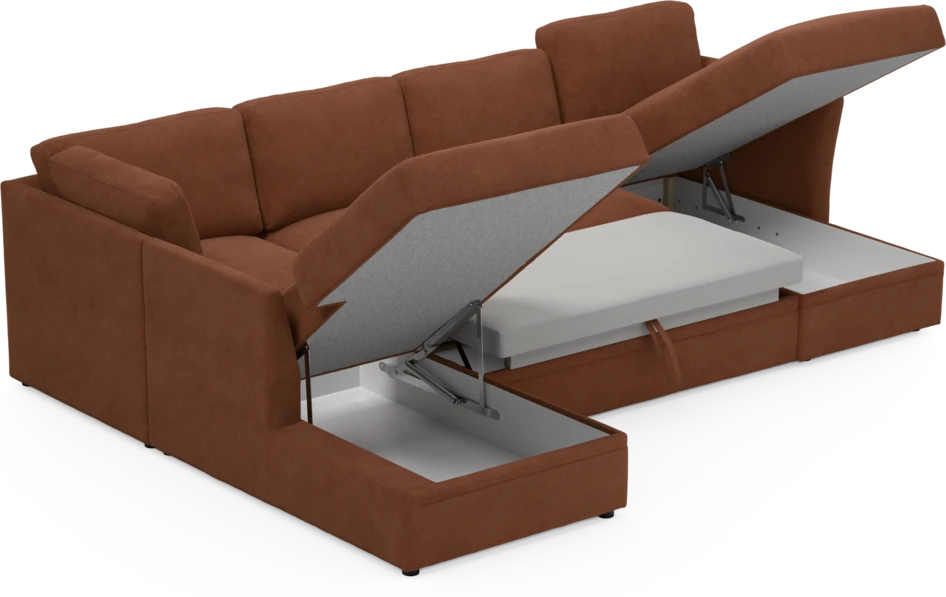 Öland - Bäddsoffa med divan vänster och schäslong höger - Orange