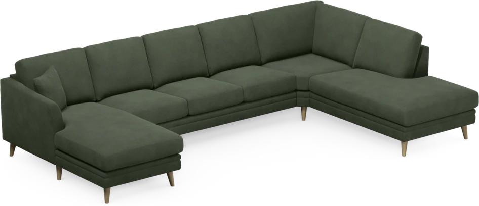 Eden - 3-sits soffa med schäslong vänster och divan höger - Grön