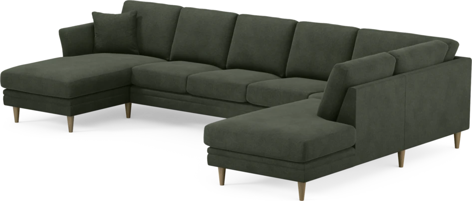 Eden - 3-sits soffa med schäslong vänster och divan höger - Grön