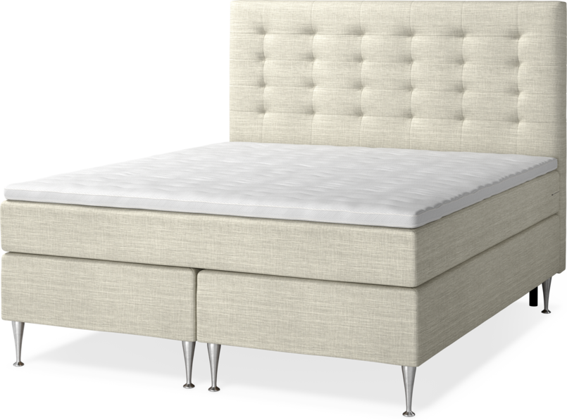 New York Supreme - Kontinentalsäng, dubbelsäng med bäddmadrass och sänggavel trensad - Beige