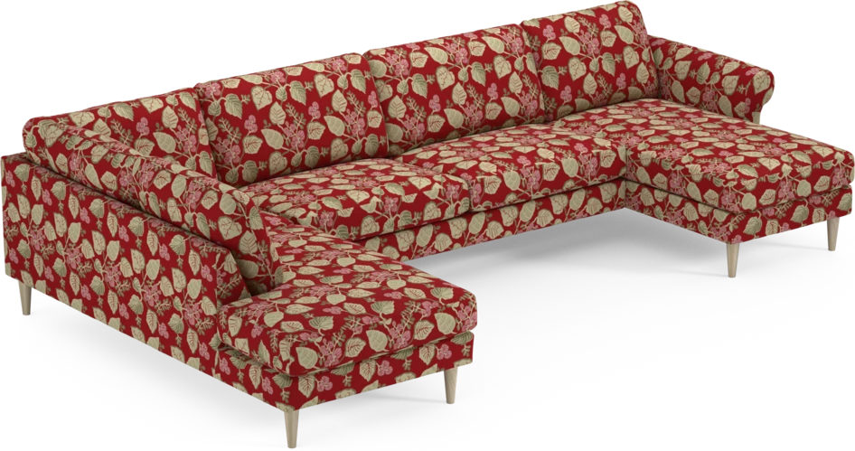Bridge - 3-sits soffa med divan vänster och schäslong höger - Röd