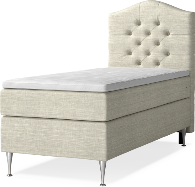 New York - Kontinentalsäng, enkelsäng med bäddmadrass och sänggavel välvd - Beige