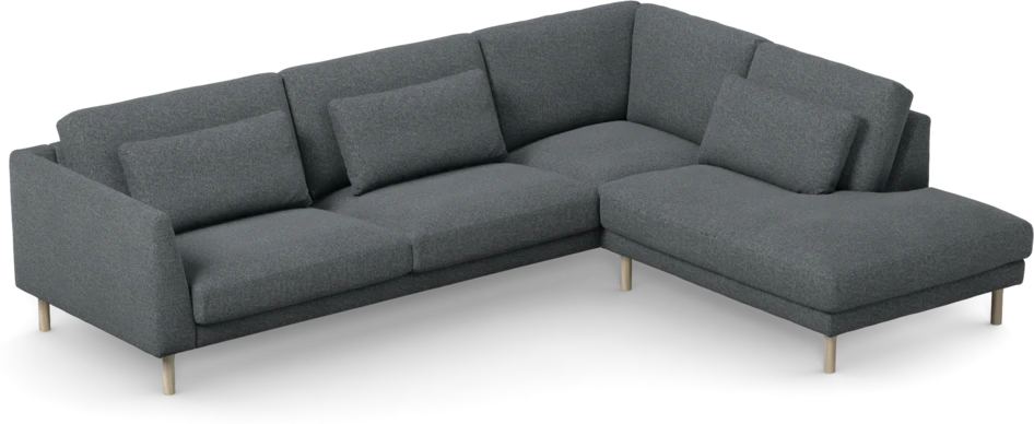 Willow - 3-sits soffa med divan höger, fast klädsel - Blå