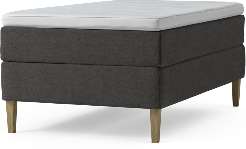 Delux Dream - Kontinentalsäng, enkelsäng 120 cm med bäddmadrass och sängben - Grå