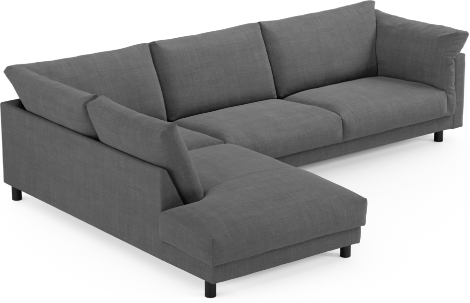 Cherrie - 3-sits soffa med divan vänster, fast klädsel - Grå