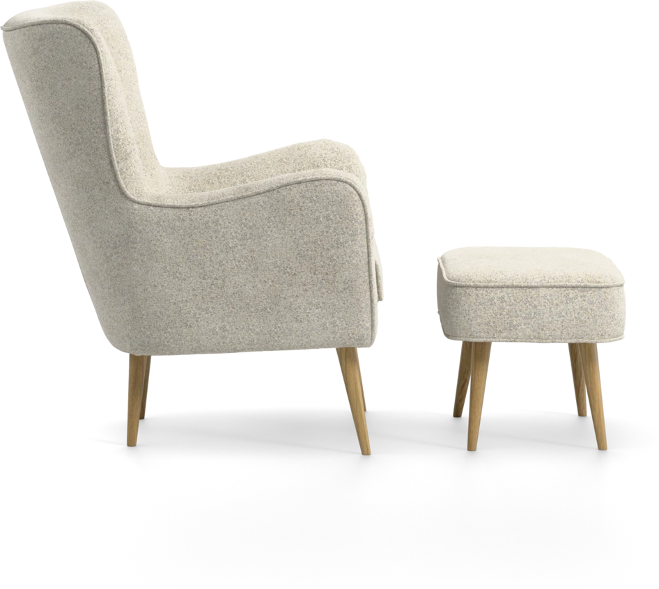 Cordelia - Fåtölj med fotpall - Beige