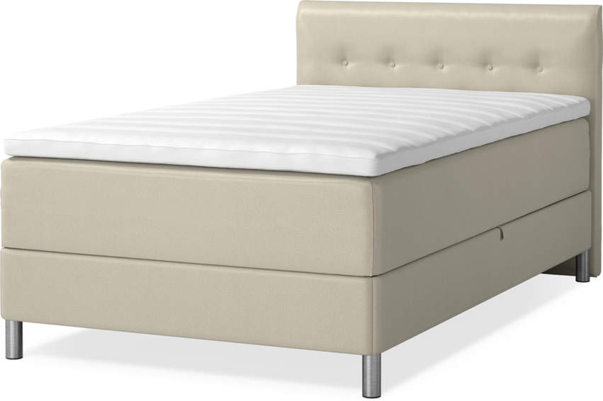 Roma Family - Förvaringssäng, enkelsäng med bäddmadrass och låg sänggavel - Beige