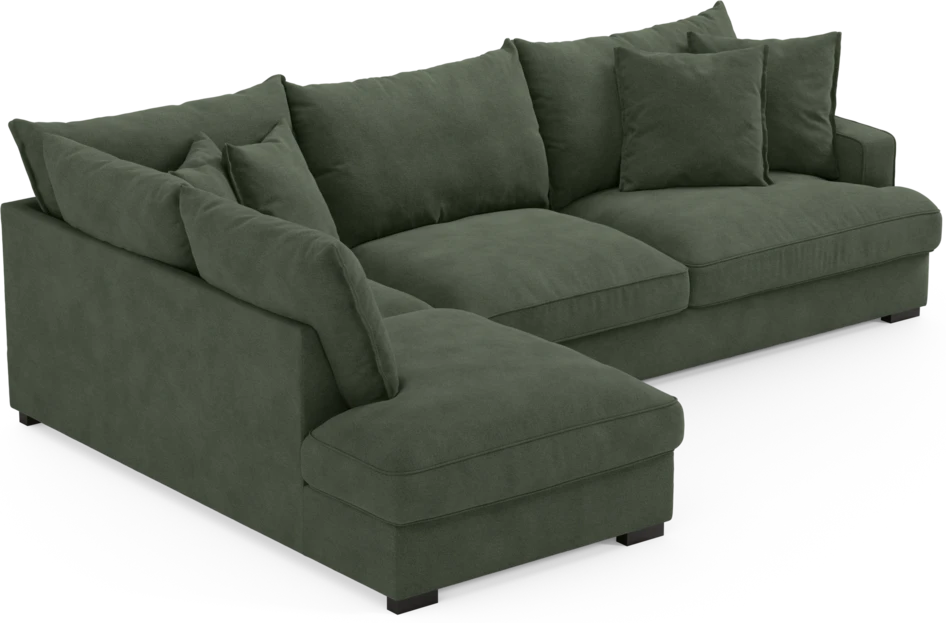 Mila - 3-sits soffa med divan vänster - Grön