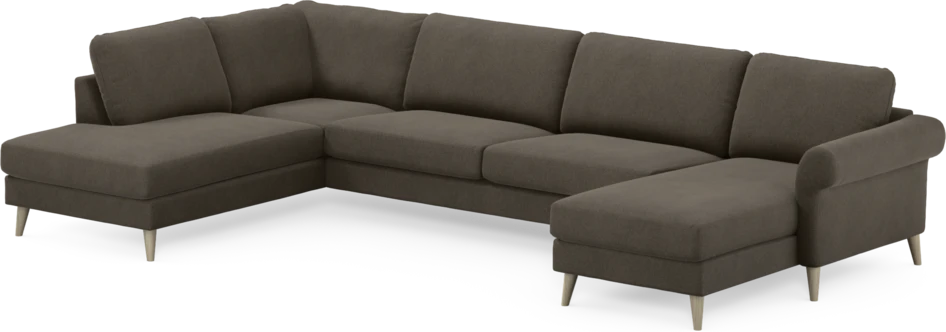 Bridge - 3-sits soffa med divan vänster och schäslong höger - Brun