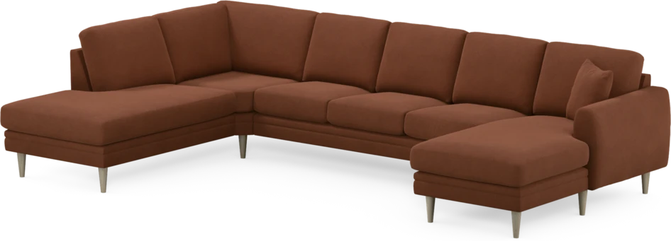 Eden - 3-sits soffa med divan vänster och schäslong höger - Orange