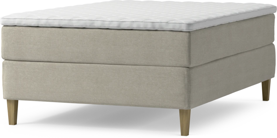Delux Exclusive - Kontinentalsäng, enkelsäng 140 cm med bäddmadrass och sängben - Beige