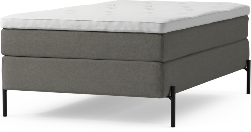 Delux Sense - Kontinentalsäng, enkelsäng 120 cm med bäddmadrass och sängben - Grå