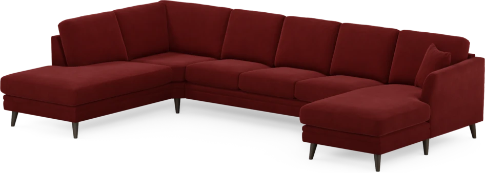 Eden - 3-sits soffa med divan vänster och schäslong höger - Röd