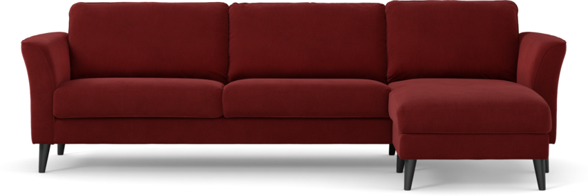 Bridge - 3-sits soffa med schäslong höger - Röd