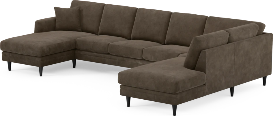Eden - 3-sits soffa med schäslong vänster och divan höger - Brun