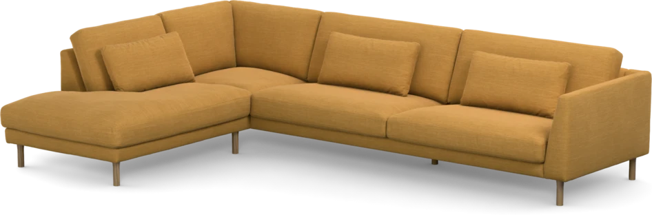 Willow - 4-sits soffa med divan vänster, fast klädsel - Gul